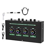 PartyKindom Kompakter Audiomixer Mikrofonmischer aus Kunststoff und Metall Zweikanal mit Echo und Lautstärkeregler für Live und Gesangsaufnahmen