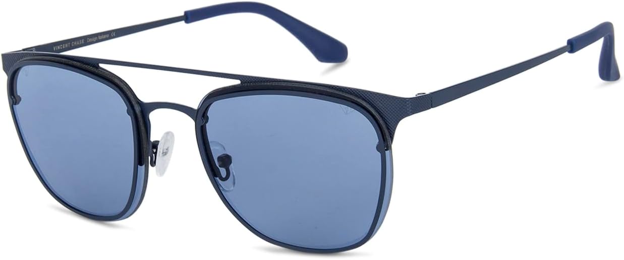 Vincent Chase By Lenskart | Blue Full Rim Rectangle | Blend Edit | Branded Latest and Stylish Sunglasses | 100% UV Protected | Men & Women | Medium | VC S12911
