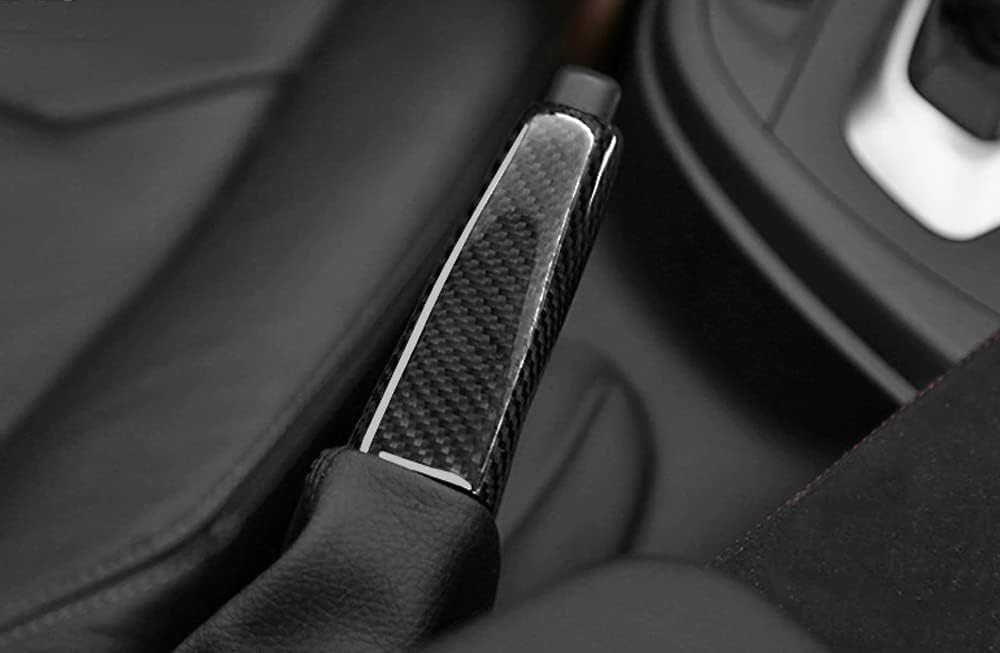 iJDMTOY Carbon Fiber Pattern ABS Plastic Handbrake Handle Grip Replacement Compatible With BMW 1 2 3 4 5 Series X1 X3 Z4, Also Universal Fit For Many Other Vehicles