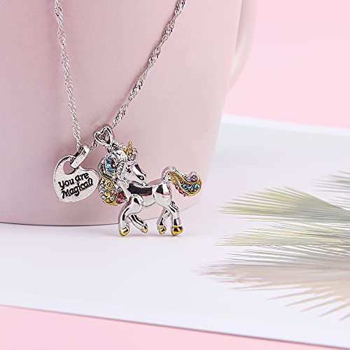 Xinhuigy Girls Unicorn Necklace Pendant Cute Animal Colorful Unicorn Jewelry 'Your Are Magical' Heart Pendant Gift For Teen Kids Christmas Thanksgiving Halloween With Gift Box (White) (Unicorn) #TOP4