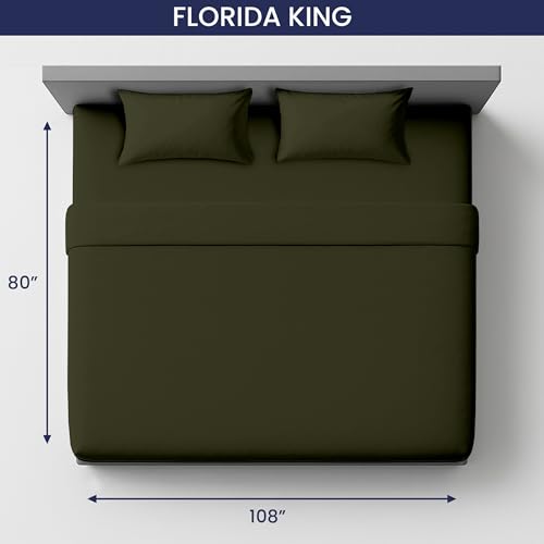 Image of SGI 108 inchx80 inch 4 Pc Florida King Sheet Set 600 TC 12 inch Deep, Olive Green