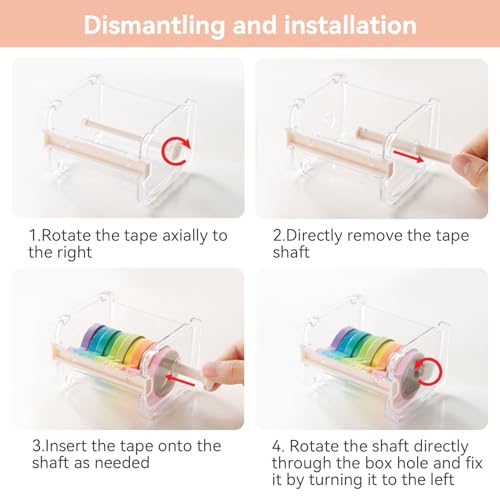 Image of Agatige Transparent Visible Desktop Multi Masking Tape Cutter, Washi Tape Dispenser, Roll Tape Holder for Home Office School (Not Include Masking Tape)(Beige)