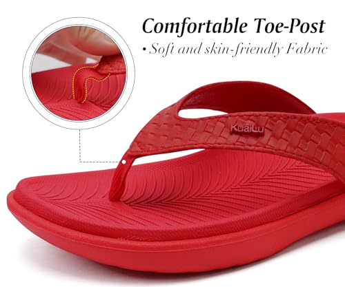 Image of KuaiLu Womens Flip Flops Arch Support Yoga Mat Cushioned Thong Sandals | Ladies Comfortable Walking Slides For Plantar Fasciitis Slip On Indoor Outdoor For Summer