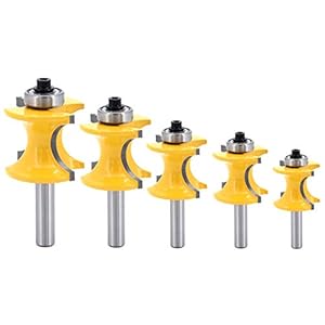 DingGreat 5 stuks 8 mm bullnose staaf met kolom Gezichtsparel/Molding Router Bit, Houtfrees 1/4 inch 3/8 inch 1/2 inch 5/8 inch 3/4 inch, Outit voor schrijnwerk