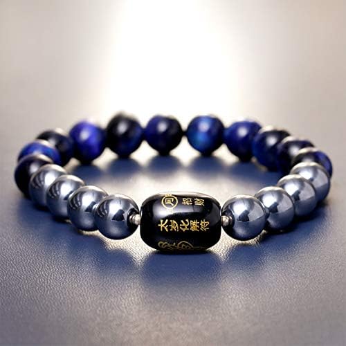 Jewboo Triple Protection Feng Shui Bracelets Terahertz/Tiger eye/Agate Amulet for Men Women Natural Stone 10mm Prosperity Healing Stretch