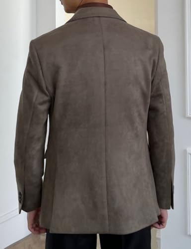 Men's Suede Double Breasted Blazer Peaked Lapel Business Jacket Formal2