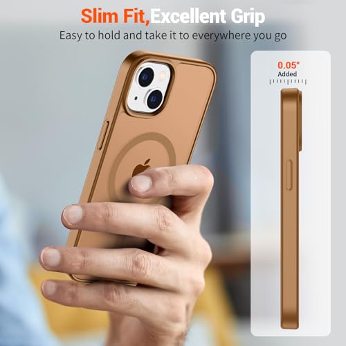 Image of SUPFINE Magnetic for iPhone 15 Plus Case & iPhone 14 Plus Case(Compatible with MagSafe)(Military Grade Drop Protection) Slim Translucent Shockproof with Anti-Fingerprint Phone Case,Brown