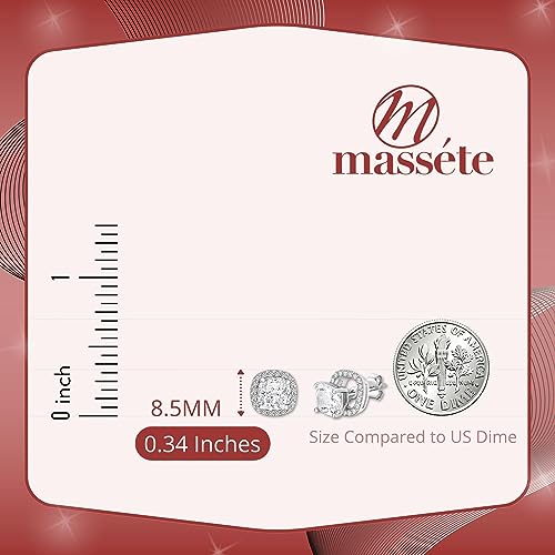 MASSETE Sterling Silver 925 Halo Stud Post Earrings with Removeable Jacket3