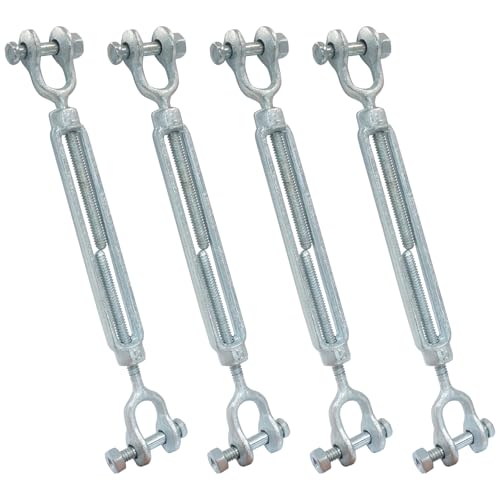 Murtenze 4 Pack Heavy Duty Turnbuckle 1/4 M6 304 Stainless Steel Jaw and Jaw Turnbuckle, 1600 lbs Working Load Limit, Cable Tensioner & Wire Turn Buckle Tensioner for Shade Sails, Outdoor Cables