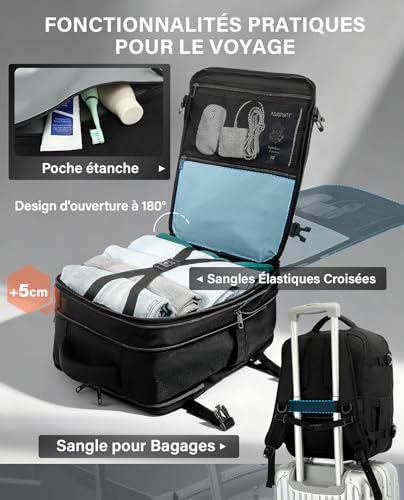 Sac Cabine Ryanair 40X30X20 : VANKEV Sac à Dos Voyage Cabine pour Ryanair easyJet Eurowings Ext... – Image 5