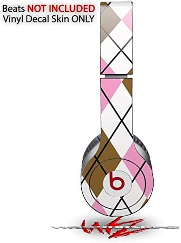 Skin Decal Wrap Works with Original Beats Solo HD Headphones Argyle Pink and Brown Skin Only (Headphones NOT Included)