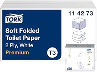 Tork 114273 Soft Folded Toilet Paper Premium T3 / Soft 3-Ply Toilet Tissue Suitable for Tork T3 Folded Toilet System / 30 x Packs of 252 Sheets