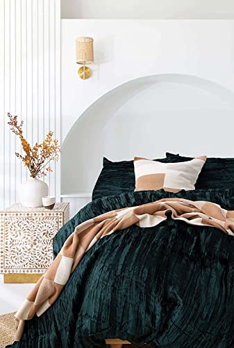 Sophia-Art Crushed Velvet Duvet Cover 3 Pcs Set Solid...