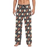 Ollabaky Men's Pajama Pants Fried Eggs Bacon Pjs Bottoms with Pockets Sleep Lounge Pants for Men, L