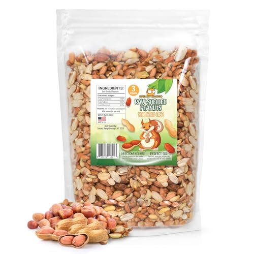 Premium Quality Raw Out of Shell Peanuts - 3 Pound - Shelled Peanuts for Birds – Wildlife Quality - Food for Squirrels, Deer, Birds, and Other Wildlife Animals – Grown in The USA
