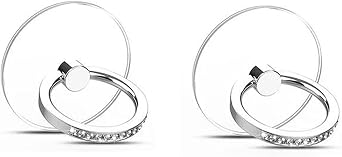 Cell Phone Ring Stand Holder,2Pcs Transparent Finger Ring Kickstand,360 Degree Rotation Hand Phone Ring Grip for All Mobile PhoneRound