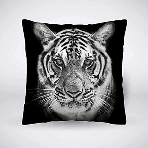 Pehede Throw Pillow Cover White Bengal Tiger Face Cotton Linen Pillow Case Decorative for Sofa Couch Chair Bedroom 18X18 Inch Cover