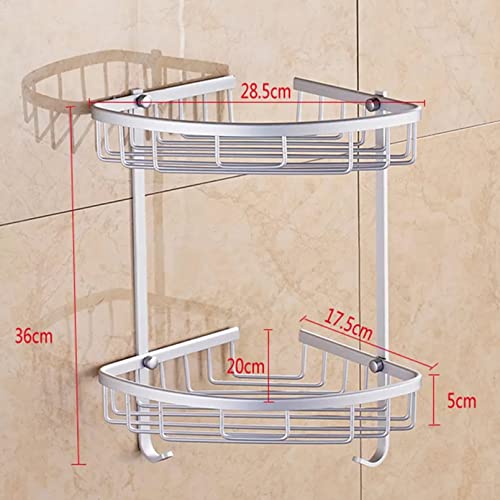 Estante de esquina de aluminio duradero: organizador de ducha triangular de 2 niveles 2