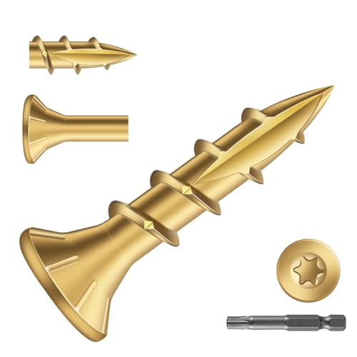 Image of #8 x 3 /4 inch Deck Screws (260Pcs) 1lb. Exterior Wood Screws. Carbon Steel, Tan, Flat Head, Rust Resistant epoxy Coated, with T25 Star Bit