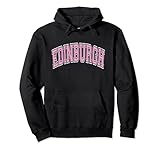 Edinburgh Scotland Varsity Style Pink Text Pullover Hoodie