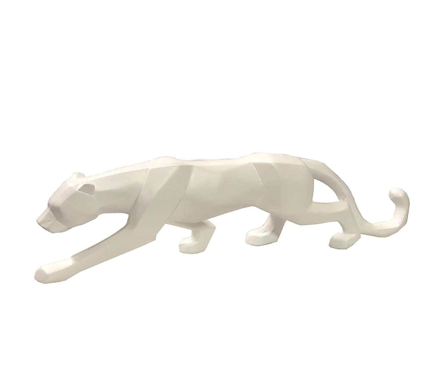 Brotherhood Resin White Modern Abstract Panther Statue Jaguar Sculpture Animal Figurine|Wildlife Decor Gift Home and Office Décor Desktop Ornament Craft Gift Furnishing Accessories