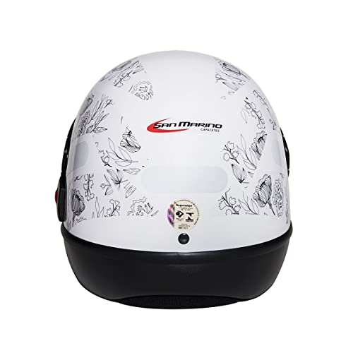 Capacete San Marino Floral Branco/Preto (58)