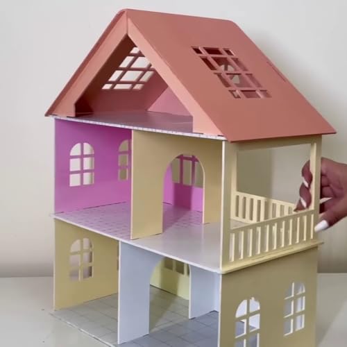 Image of Panda World Wooden Toy House with Furniture for Kids, Doll House, Miniature Toy Building, DIY Construction Kit with Assembly Instructions, Wooden Doll House for Girls and Boys