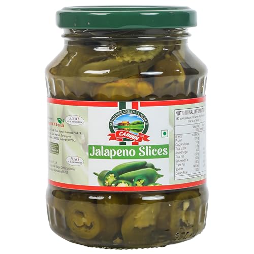 Image of CANEEN Green Jalapeno Slices 370g (Ideal for Nachos, Pizzas, Salads, Sandwiches, Tacos, Burritos, Burgers, Dip, Salsas, Sauces, Garnish and Marinating)