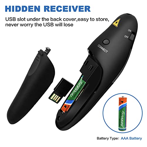 Presentation Clicker Wireless Presenter Remote Clicker for PowerPoint Presentation Remote, RF 2.4GHz USB Presentation Clicker PPT PowerPoint Clicker for Mac, Keynote, Computer, Laptop - Thumbnail 2