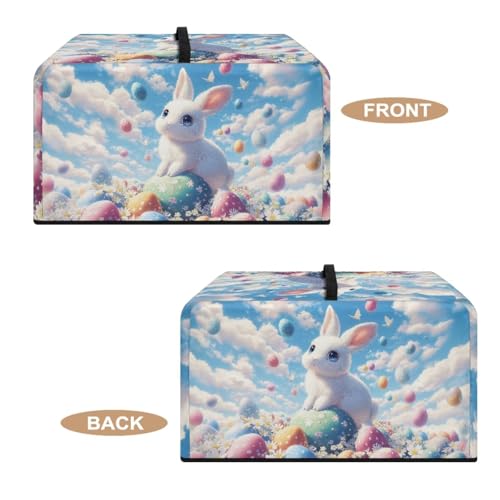 Image of Countertop Oven Cover Protective Toaster Oven Dust Cover Decorative Easter Party Holiday Indoor Decor, L, 20.9 x 15.7 x 12.4 Inches, Bunny Easter Eggs Daisy Pattern Blue