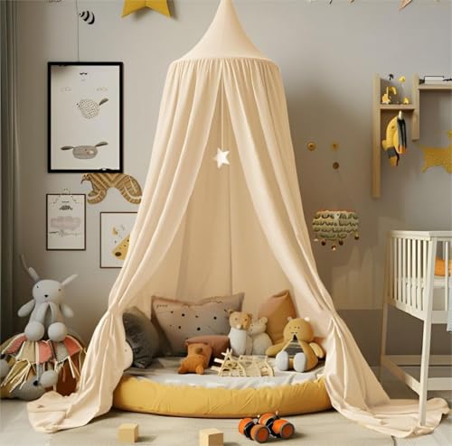 Vercico Kids Bed Canopy Round Dome 240cm Cot Canopy for Princess Girls Mosquito Net for Childrens Bedroom Nursery Room Decoration Baby Crib