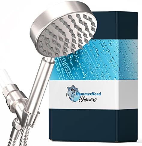 ALL METAL Handheld Shower Head with Hose and Brass Holder- BRUSHED NICKEL - 2.5 GPM High Pressure Shower Heads - Hand Shower Head with Adjustable Shower Wand Bracket - 6ft Flexible Extension