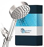 All Metal Handheld Shower Head with Hose and Brass Holder - Brushed Nickel - High Pressure 2.5 GPM...