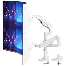 Stable and strong monitor arms: To keep up with the new trend towards larger screens, we have developed these ultra-wide monitor arms to securely hold monitors up to 49 inches. The middle bar (height: 355mm) allows you to stack two monitors for incre...