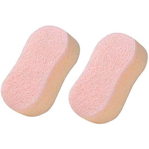 Topstone Natural Body and Facial Sponges,Bath Sponge,Loofa,Pack of 2,Pink Cover