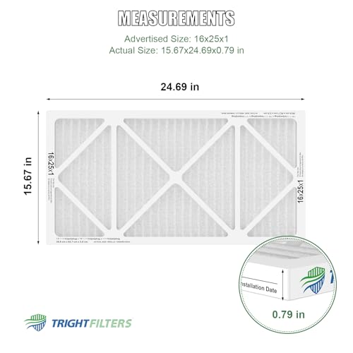 Image of TRIGHTFILTERS 16x25x1 Air Filter 4 Pack, MERV 8 Pleated Dust Defense Air Filters Replacement Air Conditioner HVAC AC Furnace Filter, Durable and Lightweight