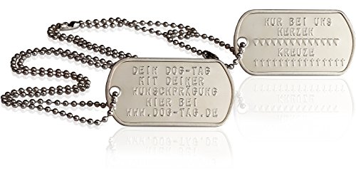 2 Stück personalisierte Erkennungsmarken | Dog Tag Kette mit Prägung | inklusive 2 Ketten & 2 Silencer im Set | diverse Texte und Motive möglich | Rambo | Militär Ausrüstung (Silbern Glänzend)