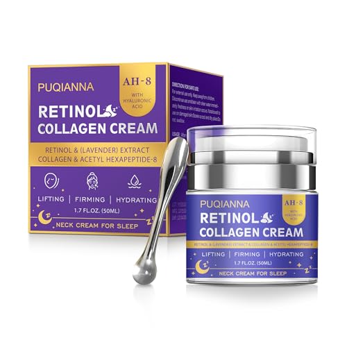 Image of Neck Cream Firming and Tightening with Retinol and Peptide Anti Wrinkle Cream for Women Overnight Treatment Infused with Collagen Hyaluronic Acid and Lavender Extract for Calming Night Care