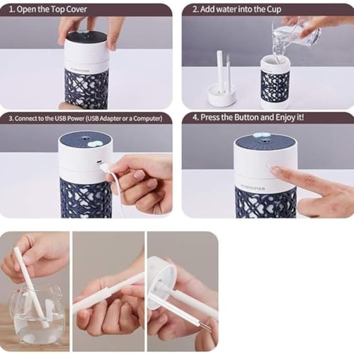 Humidificador y Difusor aromático eléctrico con luz ambiental miniatura 4