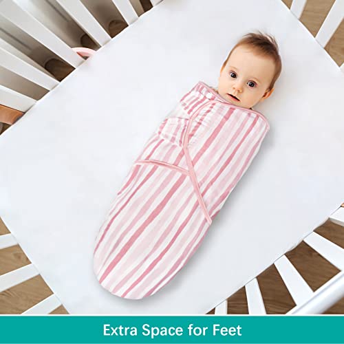 Image of Biloban Baby Swaddles 0-3 Months for Girls, Baby Swaddle | Newborn Swaddle, Cotton Swaddle Blanket, Newborn Essentials, Lovely Pink Print, 4 Pack