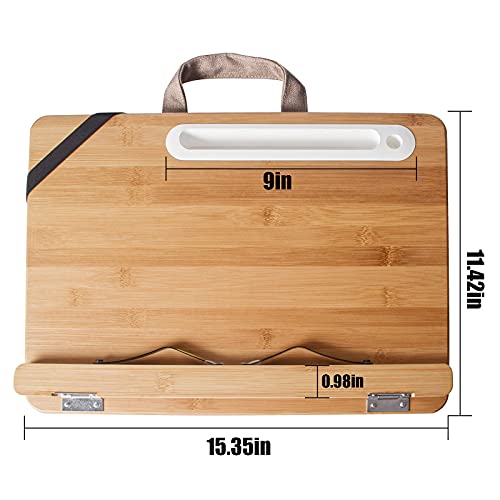 image for wishacc Book Stand for Reading in Bed, Bamboo Wood Lap Reading Holder 