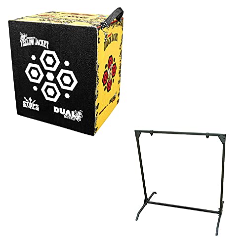 Morrell Yellow Jacket 380 FPS Dual Threat Cube Any-Tip Archery Target Bundle with HME Products Bowhunting Range Practice Shooting 30 Inch Bag Stand