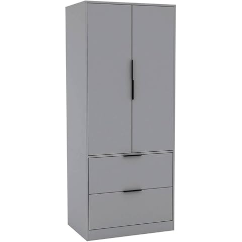URBNLIVING Modern Grey Wardrobe with Drawers Cover