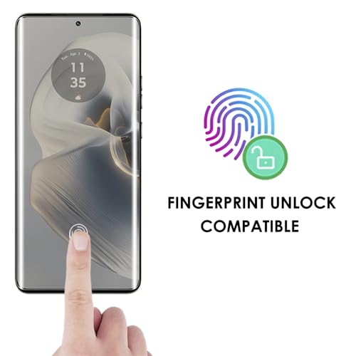 Image of SHILD -(Pack 1 Curved Perfect -Fits Design Tempered Glass Full Screen Protector For Motorola Edge 50 Pro Cellphone|Uv Tempered Glass Protector For Moto Edge 50 Pro -9H Hardness /Hd /Fingerprint Working