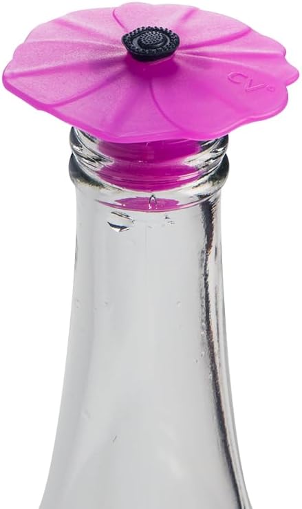 Vista 4 de Charles Viancin Poppy Pop - Juego de tapones de silicona para vino o botella plana, silicona (rosa, blanco, índigo, azul)