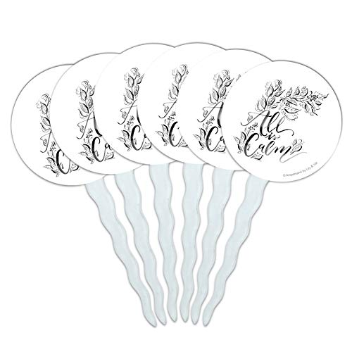 All is Calm Christmas Cupcake Picks Toppers Decoration Set of 6