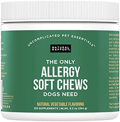 Natural Rapport Dog Allergy Supplement – The Only Allergy Soft Chews Dogs Need – 120ct Treats That Contain Kelp and Bee Pollen for Allergy and Itch Relief