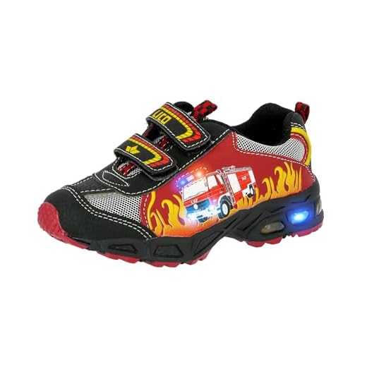 Lico HOT V BLINKY Jungen Sneaker, Rot/ Schwarz/ Gelb, 28 EU