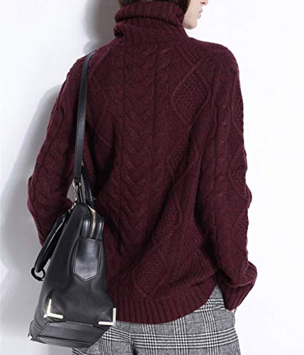 Image of Wool Sweaters Women's Turtleneck Pullover Female Loose Long Sleeve Tops Winter Thick Knitted Jumper