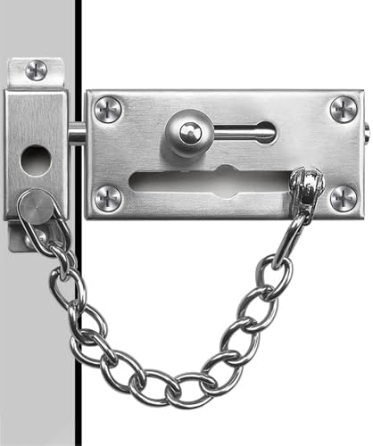 Door Chain Lock Locks Bolt Latch Guard Double Safety Security for Inside Front Doors, 1 Pack